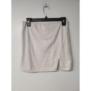 Forever 21‎ Womens M Gray Iridescent Holographic Studded Stretch Mini Skirt